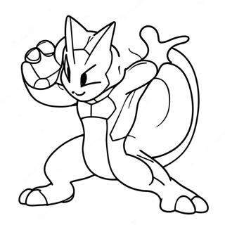 Mewtwo Dalam Pose Pertarungan Halaman Mewarnai 33073-7214