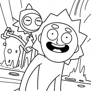 Halaman Mewarnai Petualangan Rick Dan Morty 33629-7336