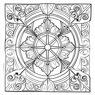 Halaman Mewarnai Jendela Kaca Patri Yang Detail 33718-7371