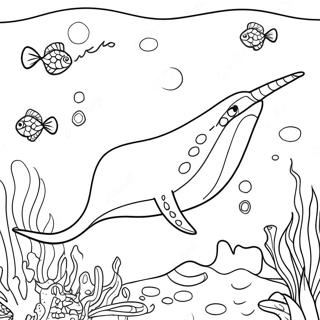 Halaman Mewarnai Petualangan Narwhal Di Bawah Laut 34259 7483
