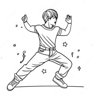 Halaman Mewarnai Jimin Menari Dengan Percikan 34437-7521