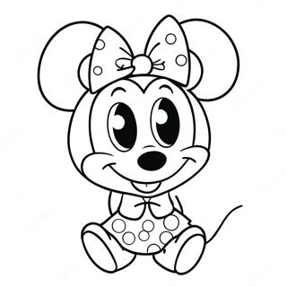 Halaman Mewarnai Minnie Mouse Imut Dengan Pita 3570-1975