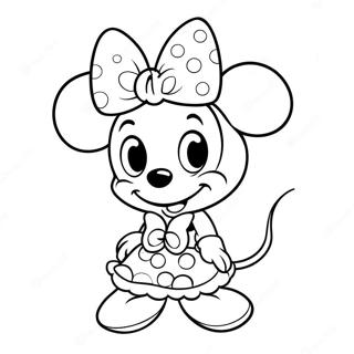 Halaman Mewarnai Minnie Mouse Imut Dengan Pita 3570-1976