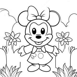 Halaman Mewarnai Minnie Mouse Di Taman Bunga 3571-1965