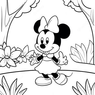 Halaman Mewarnai Minnie Mouse Di Taman Bunga 3571-1966