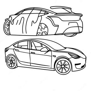 Halaman Mewarnai Mobil Listrik Tesla Model 3 Halaman Mewarnai