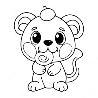 Gambar Mewarnai Hewan Imut Memegang Lollipop 36326-7942