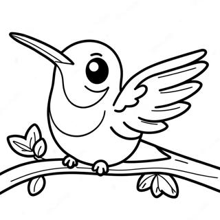 Gambar Mewarnai Burung Kolibri Anggun Bertengger Di Dahan 36515-7983