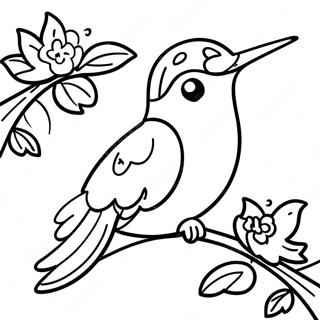 Gambar Mewarnai Burung Kolibri Anggun Bertengger Di Dahan 36515-7984