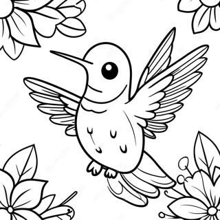 Halaman Mewarnai Kolibri Ceria Dengan Latar Belakang Tropis 36516-7985