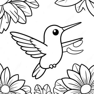 Halaman Mewarnai Kolibri Ceria Dengan Latar Belakang Tropis 36516-7986