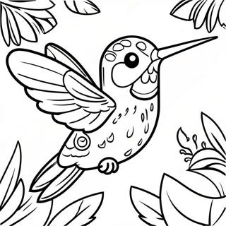 Halaman Mewarnai Kolibri Ceria Dengan Latar Belakang Tropis 36516-7988