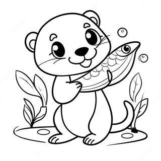 Halaman Mewarnai Berang Berang Lucu Memegang Ikan 36694-8019