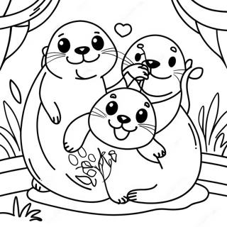 Halaman Mewarnai Keluarga Berang Berang Bahagia 36695-8023