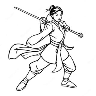 Halaman Mewarnai Mulan Dalam Posisi Bertempur 37263 8142