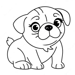 Halaman Mewarnai Anak Anjing Pug Yang Ceria Halaman Mewarnai