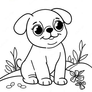 Halaman Mewarnai Anak Anjing Pug Yang Ceria Halaman Mewarnai