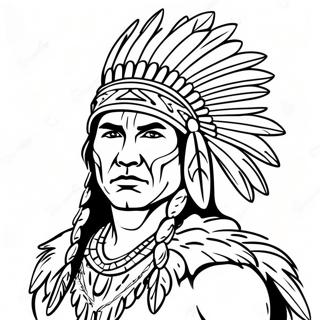 Gambar Mewarnai Pejuang Penduduk Asli Amerika Dengan Topi Bulu 37452-8175