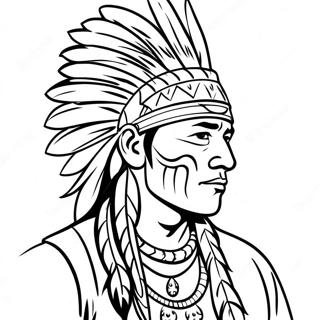Gambar Mewarnai Pejuang Penduduk Asli Amerika Dengan Topi Bulu 37452-8176