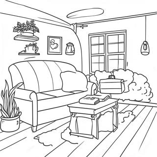 Halaman Mewarnai Interior Cottagecore Yang Nyaman 39642 8662