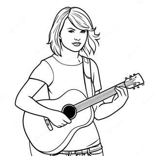 Halaman Mewarnai Taylor Swift Dengan Gitar 4108-1390