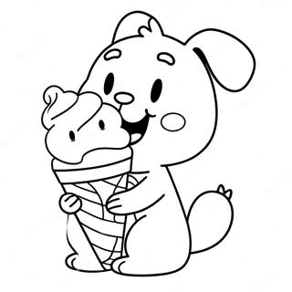 Pochacco Makan Es Krim Halaman Mewarnai 41354-9046
