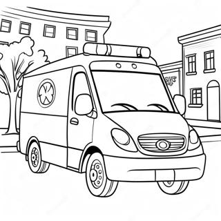 Halaman Mewarnai Ambulans Ramah Yang Melaju Melalui Kota 41728 9125