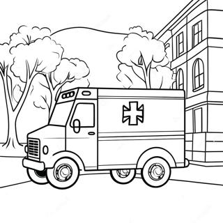 Halaman Mewarnai Ambulans Ramah Yang Melaju Melalui Kota 41728 9126