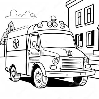 Halaman Mewarnai Ambulans Ramah Yang Melaju Melalui Kota 41728 9128