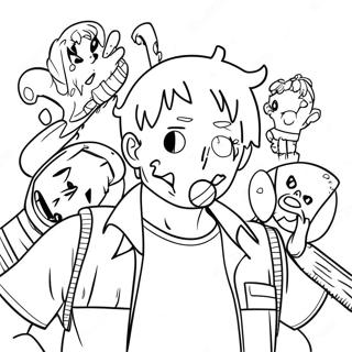 Halaman Mewarnai Chainsaw Man Dengan Teman 42730 9342