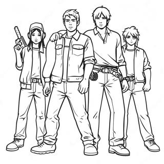 Halaman Mewarnai Chainsaw Man Dengan Teman 42730 9343