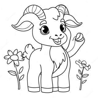 Gambar Mewarnai Kambing Kartun Dengan Bunga 42821-9368