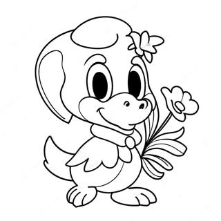 Gambar Mewarnai Daisy Duck Dengan Buket Bunga 42915 9380