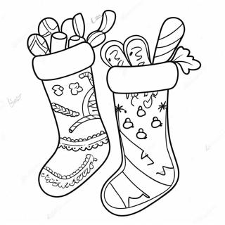 Halaman Mewarnai Stoking Natal Tradisional Dengan Permen Tongkat 43734 9562