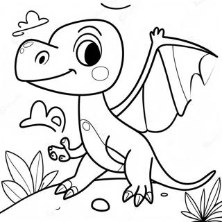 Halaman Mewarnai Pterodactyl Ramah Dengan Senyuman Besar 44090 9640