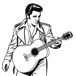 Elvis Bermain Gitar Halaman Mewarnai 46031-10077