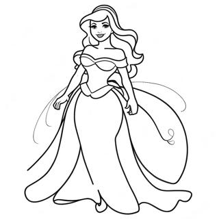 Halaman Mewarnai Ariel Dalam Gaun Indah 4650-1746