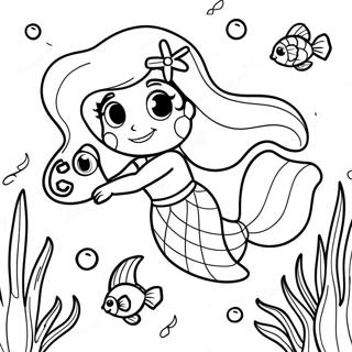 Halaman Mewarnai Ariel Berenang Dengan Ikan 4651-587