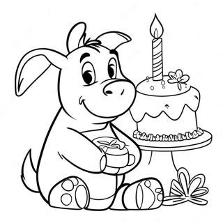 Gambar Mewarnai Eeyore Dengan Kue Ulang Tahun 47373-10364