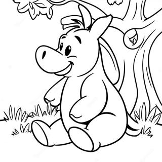 Gambar Mewarnai Eeyore Duduk Di Bawah Pohon 47374-10365