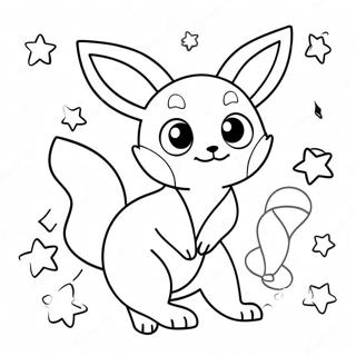 Halaman Mewarnai Umbreon Bermain Dengan Bintang 49897-10917