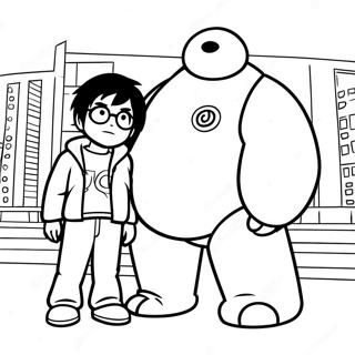 Halaman Mewarnai Hiro Hamada Dengan Baymax 51093-11173