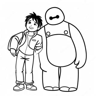 Halaman Mewarnai Hiro Hamada Dengan Baymax 51093-11174