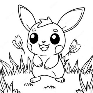 Halaman Mewarnai Pichu Bermain Di Rumput 51266-11210