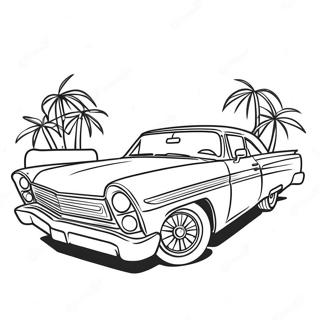 Halaman Mewarnai Lowrider Retro Dengan Roda Krom 51821-11335