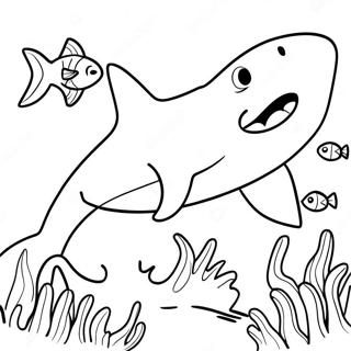 Halaman Mewarnai Hiu Hammerhead Yang Bahagia 53215 11640