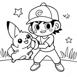 Halaman Mewarnai Ash Ketchum Menangkap Pikachu 53299-11651