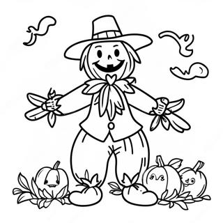 Halaman Mewarnai Scarecrow Nakal Dengan Labu 54713 11975