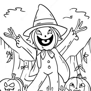 Halaman Mewarnai Scarecrow Nakal Dengan Labu 54713 11976