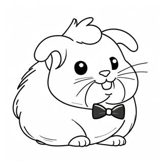 Guinea Pig Berbulu Dengan Dasi Halaman Mewarnai 54989-12035
